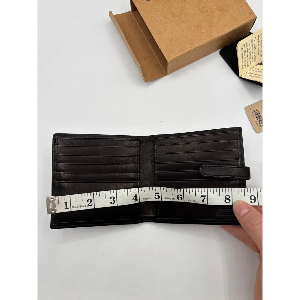 NEW Vintage Coach 4785‎ Black Water Buffalo Leather Bifold Coin Wallet DEADSTOCK